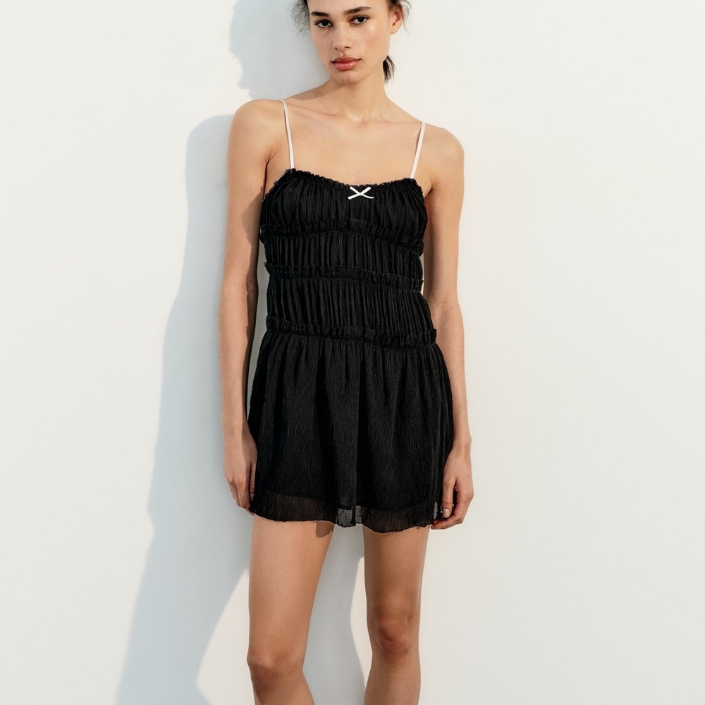 Zara Little Bow Textured Dress